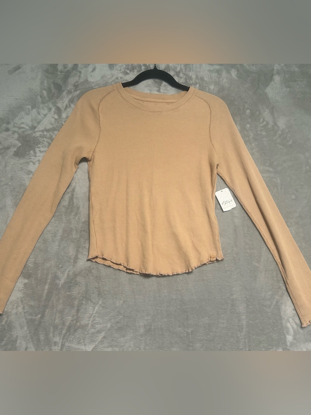 We The Free Easy Does It Thermal Long Sleeve T Shirt Women’s XS Tan